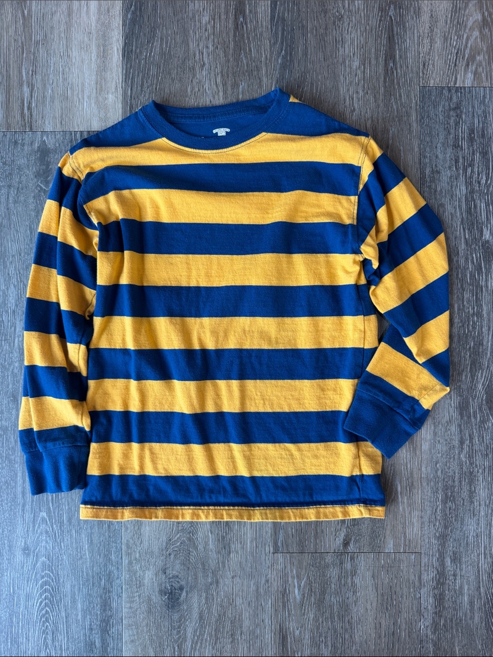 Faded Glory Boys' Blue and Yellow Striped Long-Sleeve Tee